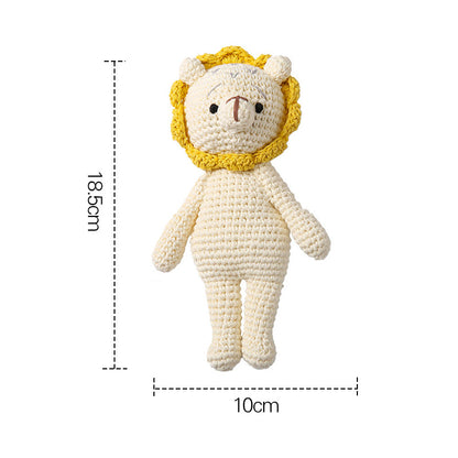 Knitted Dolls Toy Cute Animal Wooden Baby Rattle for Children's Educational Toy