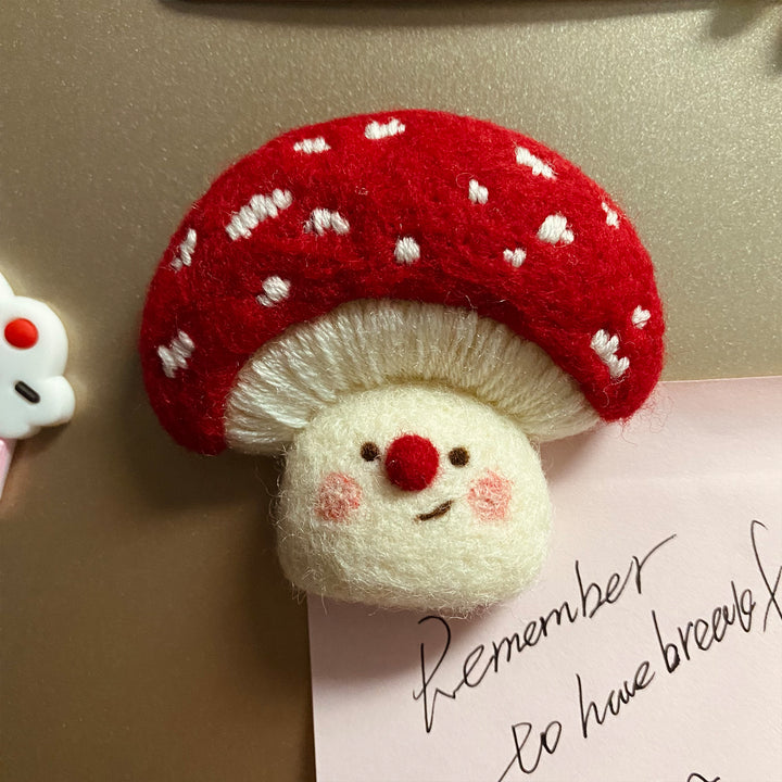 Whimsical Mushroom Fridge Magnets - Handcrafted Felt Decor