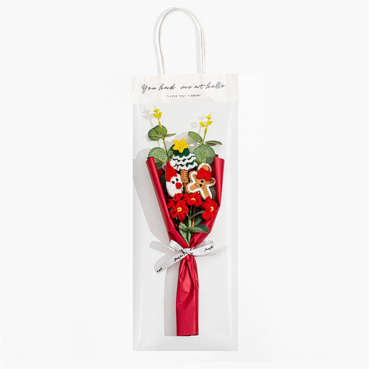 Christmas Crochet Flowers Bouquet Handmade Knitted Flower Christmas Day Gift