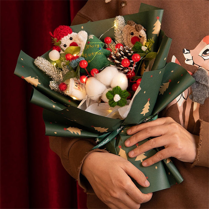Christmas Crochet Flowers Bouquet Handmade Knitted Flower Gift for Her