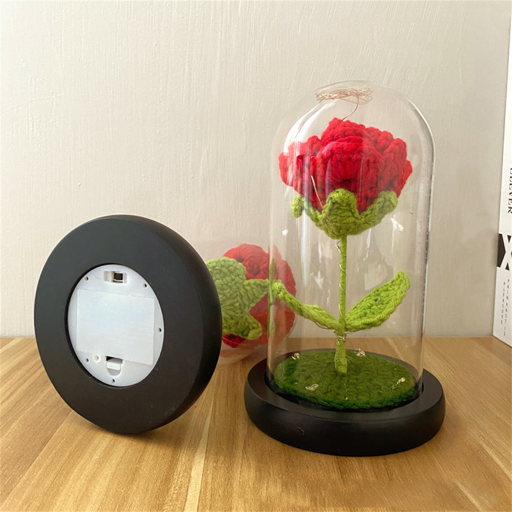 Crochet Flower Lamp Handmade Knitted Rose Sunflower Glass Cover Ornament Wedding Gift