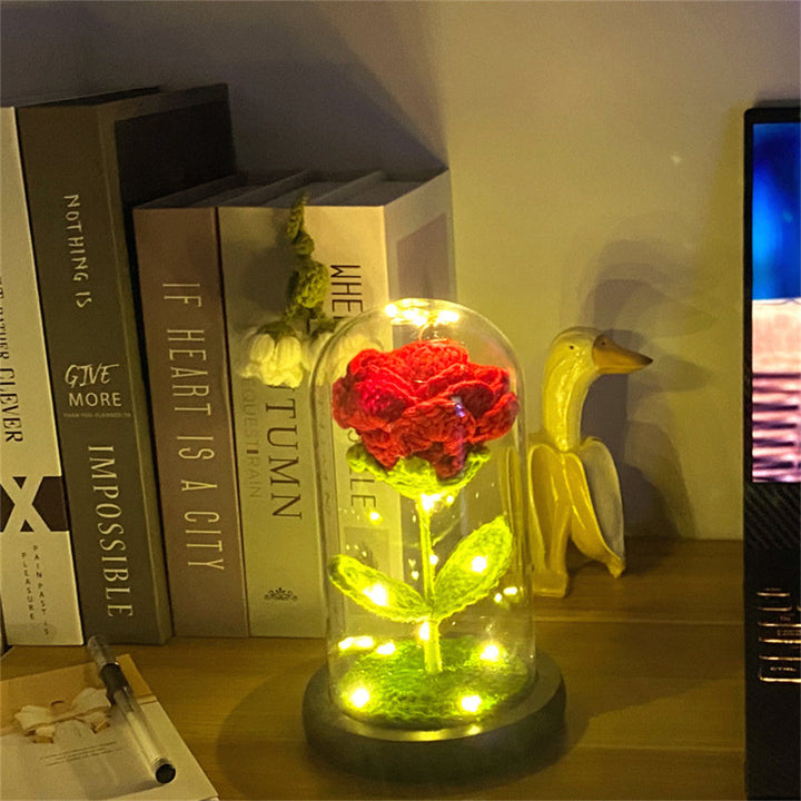 Crochet Flower Lamp Handmade Knitted Rose Sunflower Glass Cover Ornament Wedding Gift