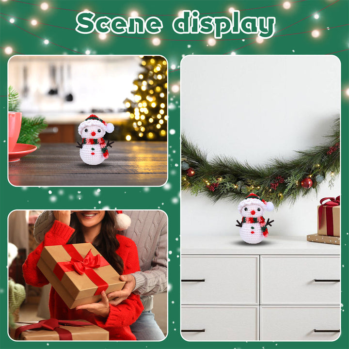 Christmas Snowman DIY Crochet Kit for Beginners with Step-by-Step Video Tutorials Gift for Adults and Kids