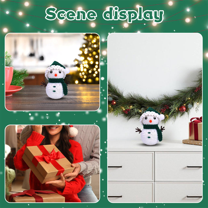 Christmas Snowman DIY Crochet Kit for Beginners with Step-by-Step Video Tutorials Gift for Adults and Kids