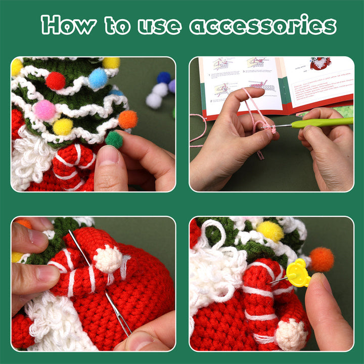 Christmas Gnome DIY Crochet Kit for Beginners with Step-by-Step Video Tutorials Gifts for Adults and Kids