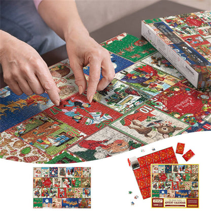 Advent Calendar Christmas Jigsaw Puzzle - 24 Boxes Christmas Countdown Puzzle Toy Gift for Kid Adult