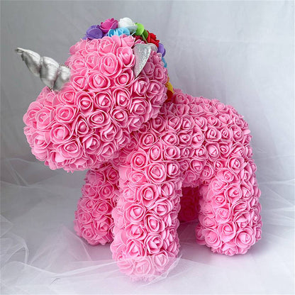 Enchanting Rose Flower Unicorn - Handmade Mythical Beast for Valentine's Day