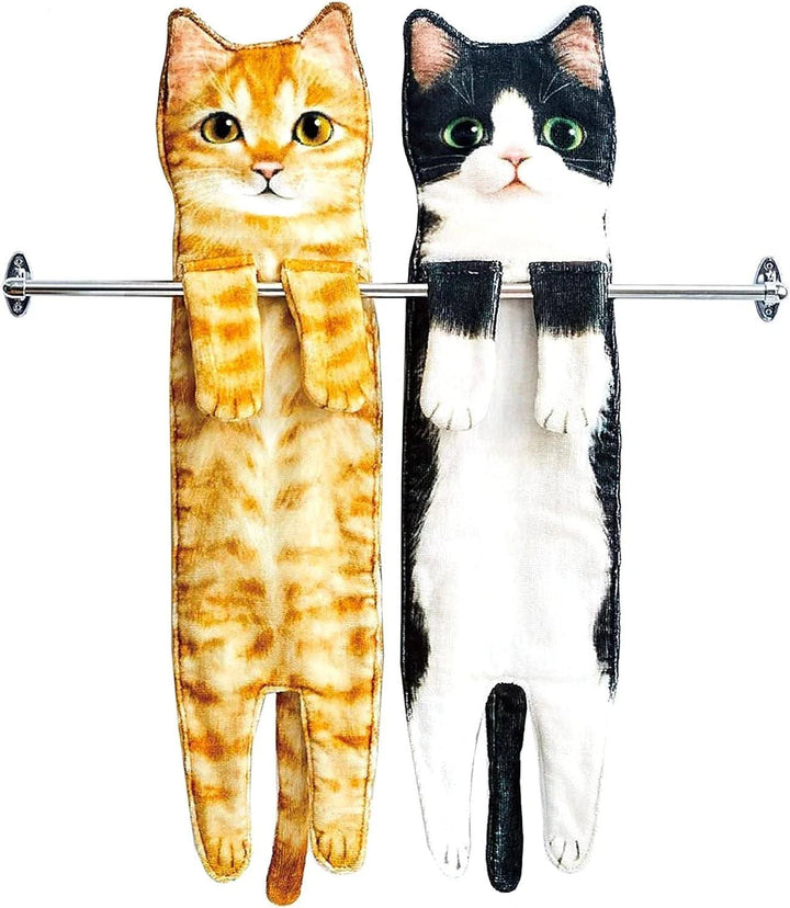 Cute Cat Decor Hanging Face Towels Soft Funny Face Towels Gift for Women Cat Lovers