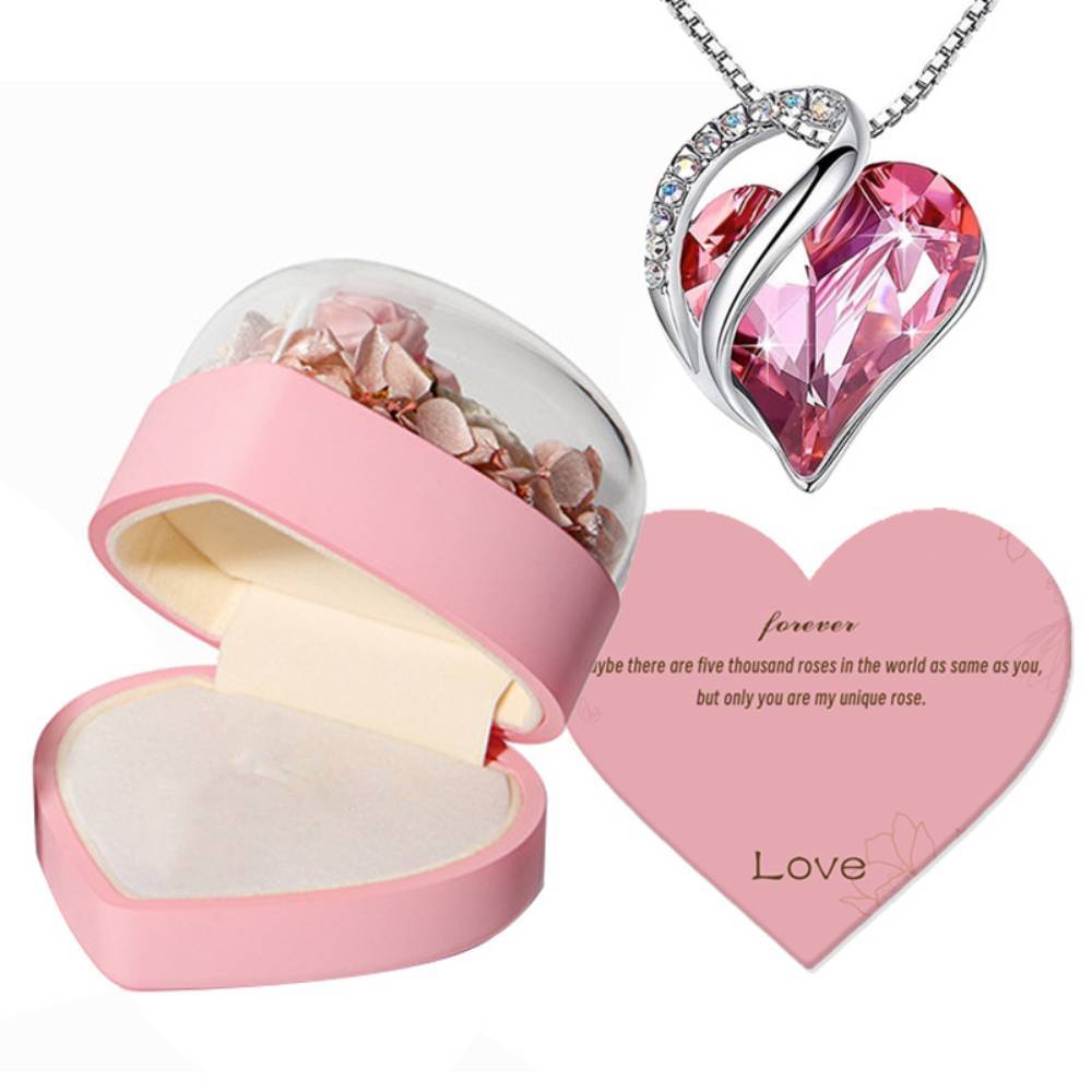 Rose Jewelry Box Heart Gift Box Necklace Gift Box Valentine's Day Gift for Her
