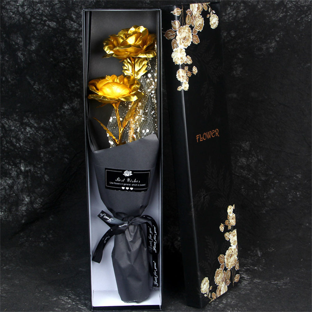 Gold Foil Roses Colorful Rose Bouquet Artificial Forever Flowers Valentine's Day Gifts for Lover