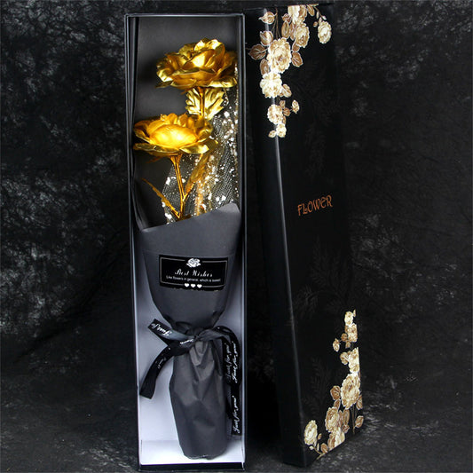 Gold Foil Roses Colorful Rose Bouquet Artificial Forever Flowers Valentine's Day Gifts for Lover
