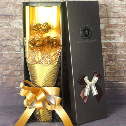 Gold Foil Roses Colorful Rose Bouquet Artificial Forever Flowers Valentine's Day Gifts for Lover