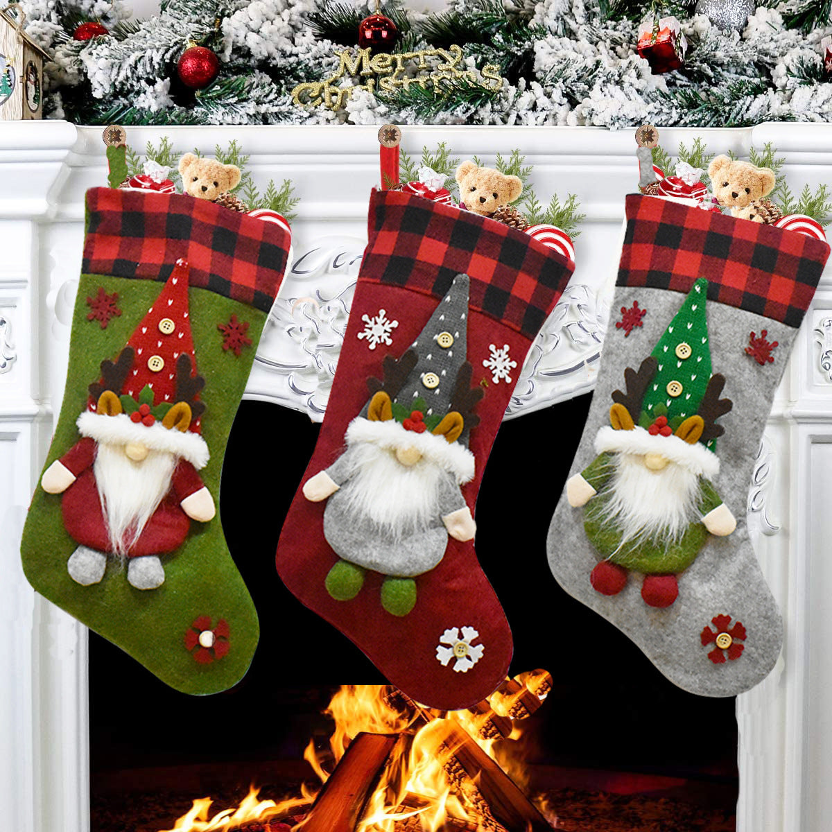 Santa Gnome Christmas Ornament – Christmas Stockings Festive Holiday Hanging Decoration
