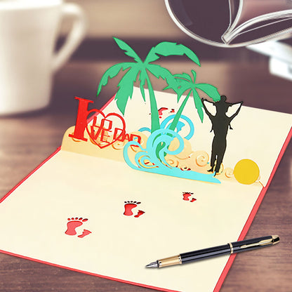 Father's Day Card I Love Dad 3D Pop Up Greeting Card for Him
