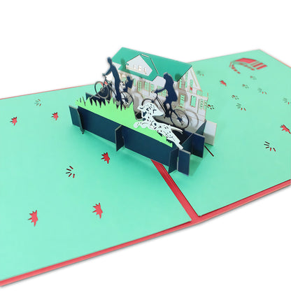 Father's Day Card Bike House Model 3D Pop Up Greeting Card for Him