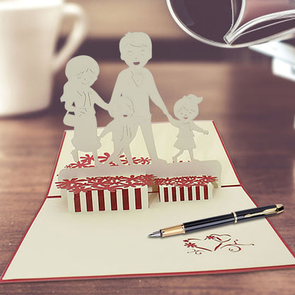 Father's Day Card Parents Holding Child 3D Pop Up Greeting Card for Him