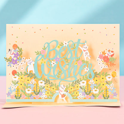 Creative 3D Pop Up Greeting Card Best Wishes Flower Card