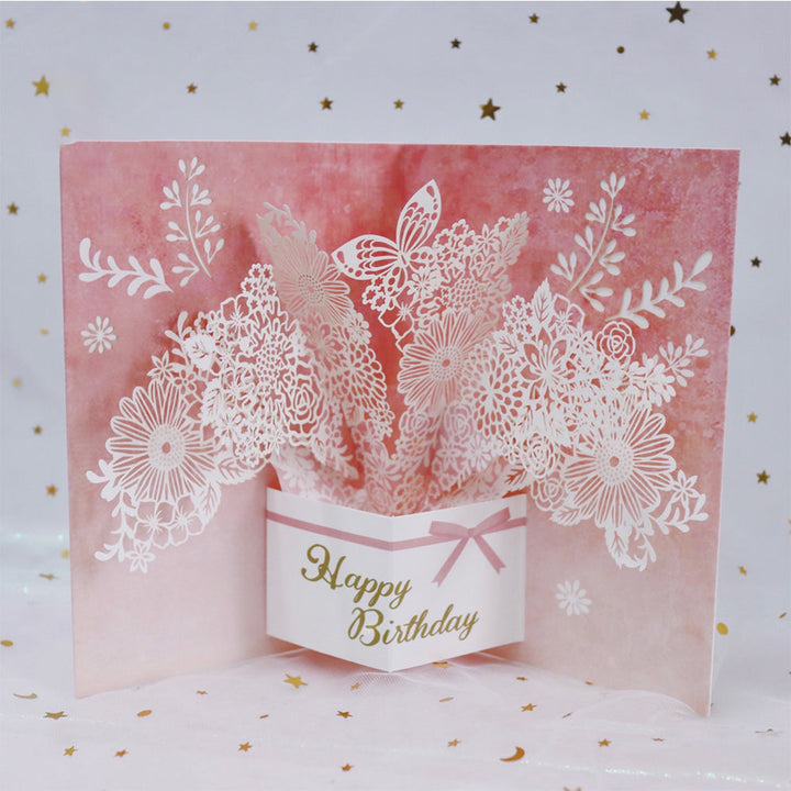 Creative 3D Pop Up Greeting Card Butterfly Flower Card
