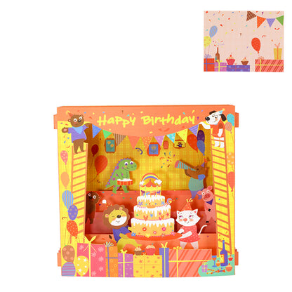 Creative 3D Pop Up Greeting Card Cartoon Birthday Box Pop Up Card