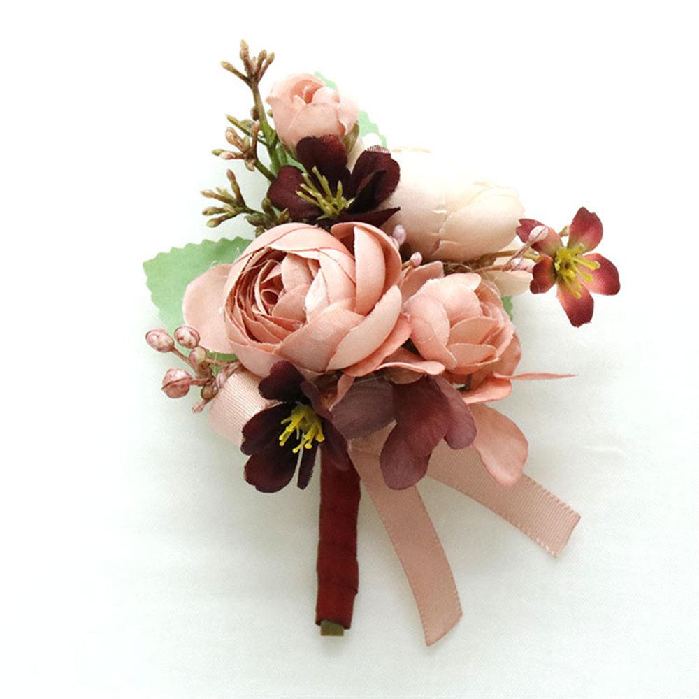 Realistic Wedding Boutonnieres Faux Silk Groom's Corsage Best Man's Corsage