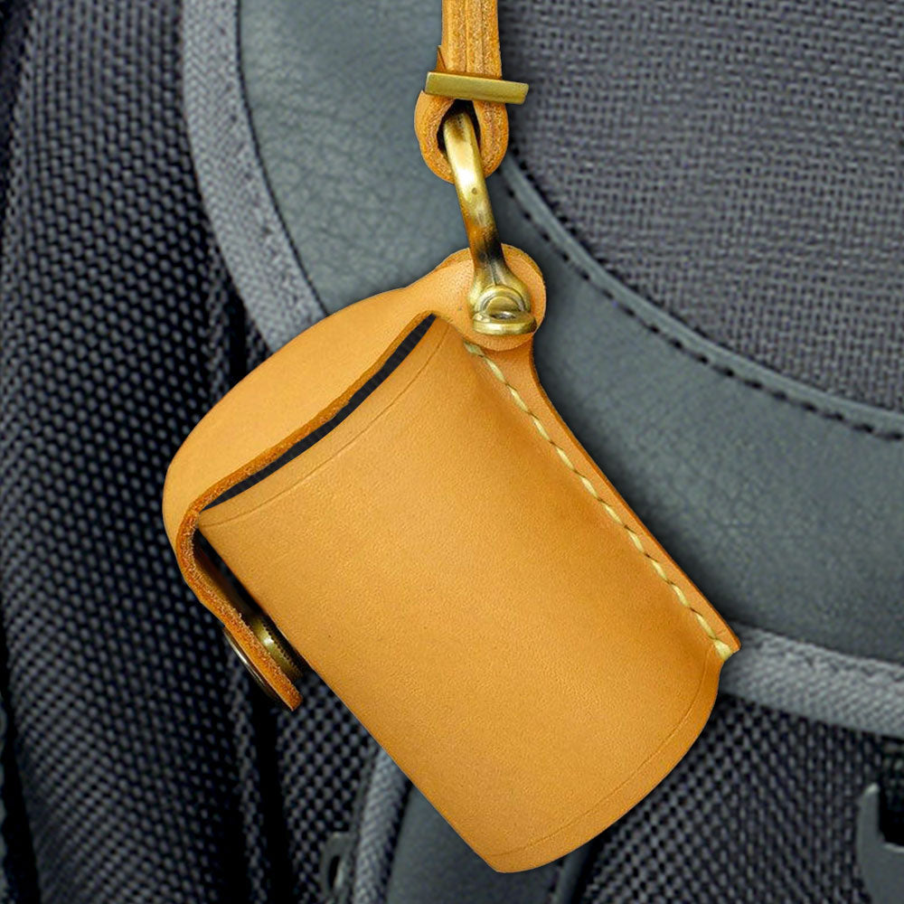 Yellow Digital Camera Accessories Camera PU Leather Film Bottle Case Film Storage Holster Key Chain