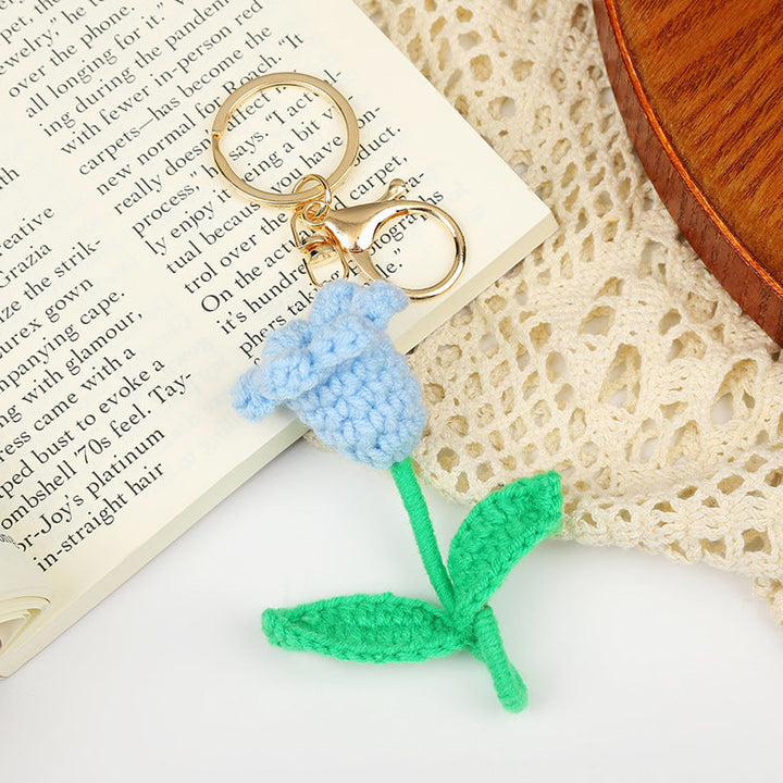Crochet Flower Keychain Creative Tulip Handmade Knitted Keychain Gift for Her