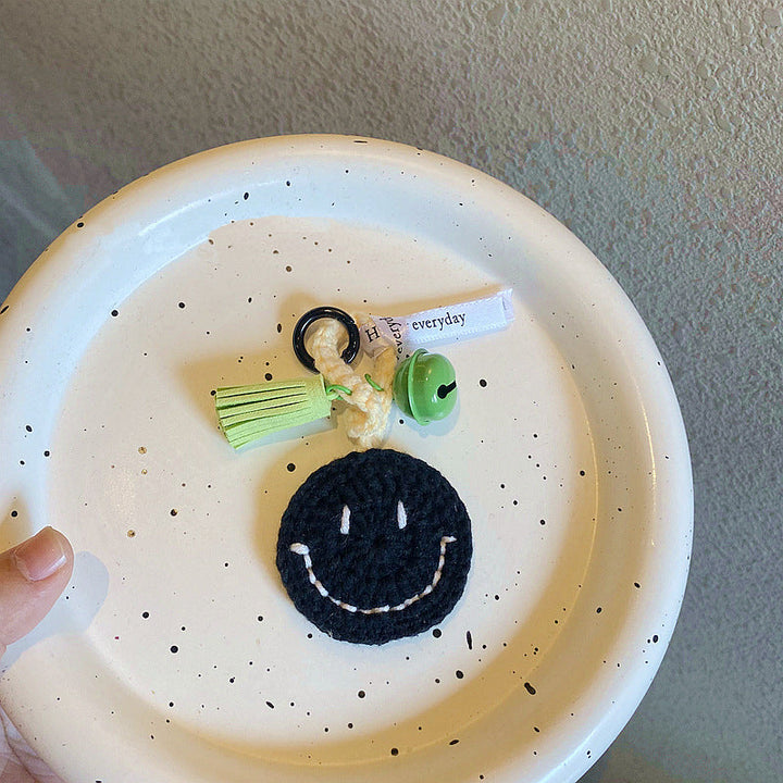 Knitted Smiley Face Keychain Creative Handmade Crochet Keychain Gift for Women