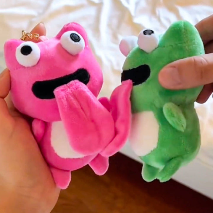 Cute Frog Plush Keychain Funny Sticking Tongue Out Frog Keyring Gifts