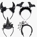 4 Pcs Halloween Headbands Devil Bat Headbands for Halloween Party Supply Cosplay Decoration