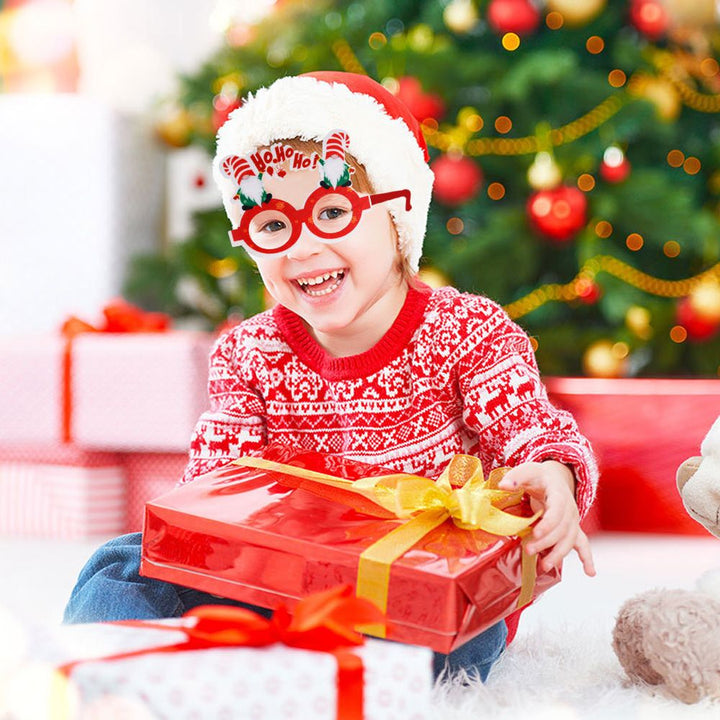 9 Pcs Christmas Glasses Frames Christmas Decoration Accessories Costume Eyeglasses for Christmas Party Supplies