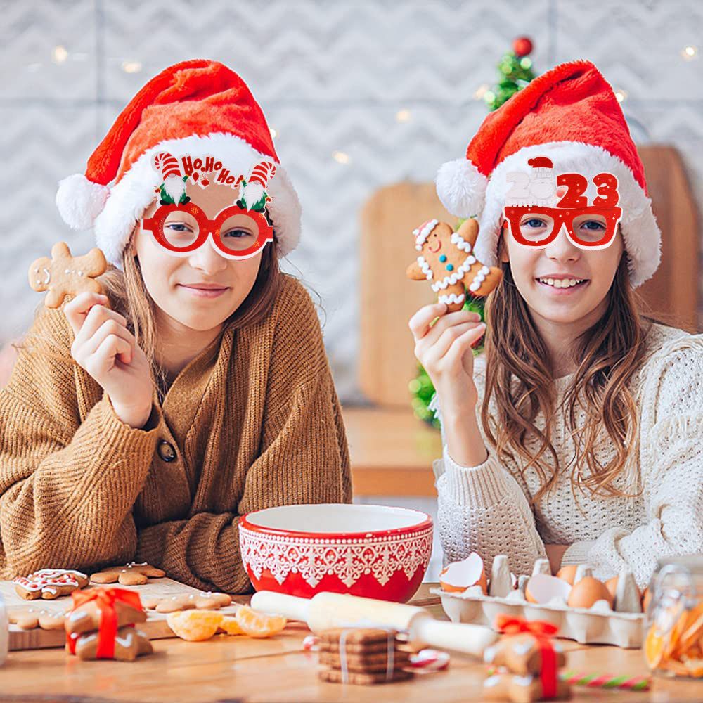 9 Pcs Christmas Glasses Frames Christmas Decoration Accessories Costume Eyeglasses for Christmas Party Supplies