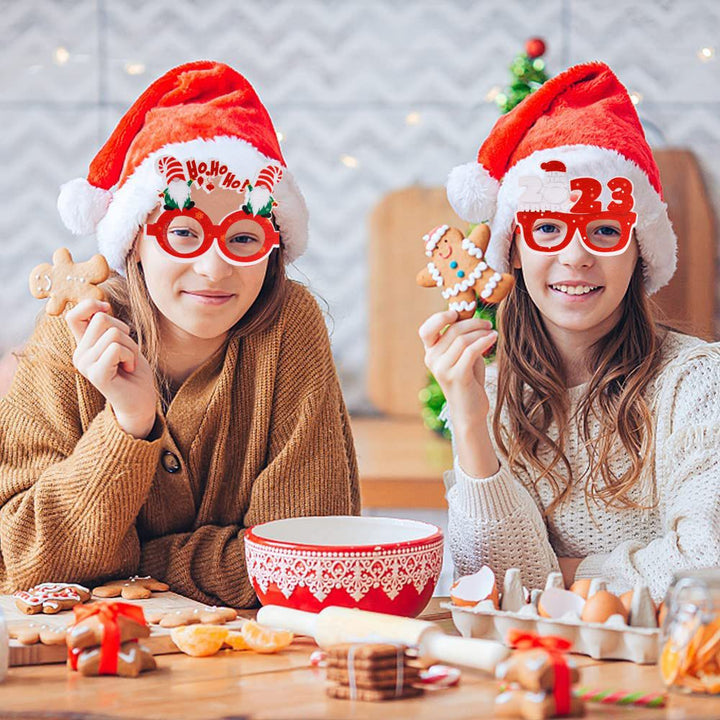 9 Pcs Christmas Glasses Frames Christmas Decoration Accessories Costume Eyeglasses for Christmas Party Supplies