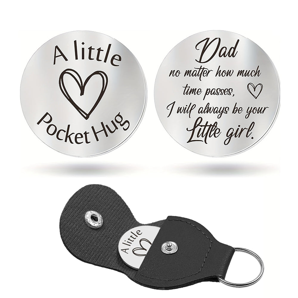 Pocket Hug Token with Leather Keychain Gifts for Friend Son Daughter Brother Sister