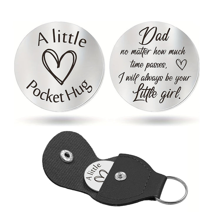 Pocket Hug Token with Leather Keychain Gifts for Friend Son Daughter Brother Sister