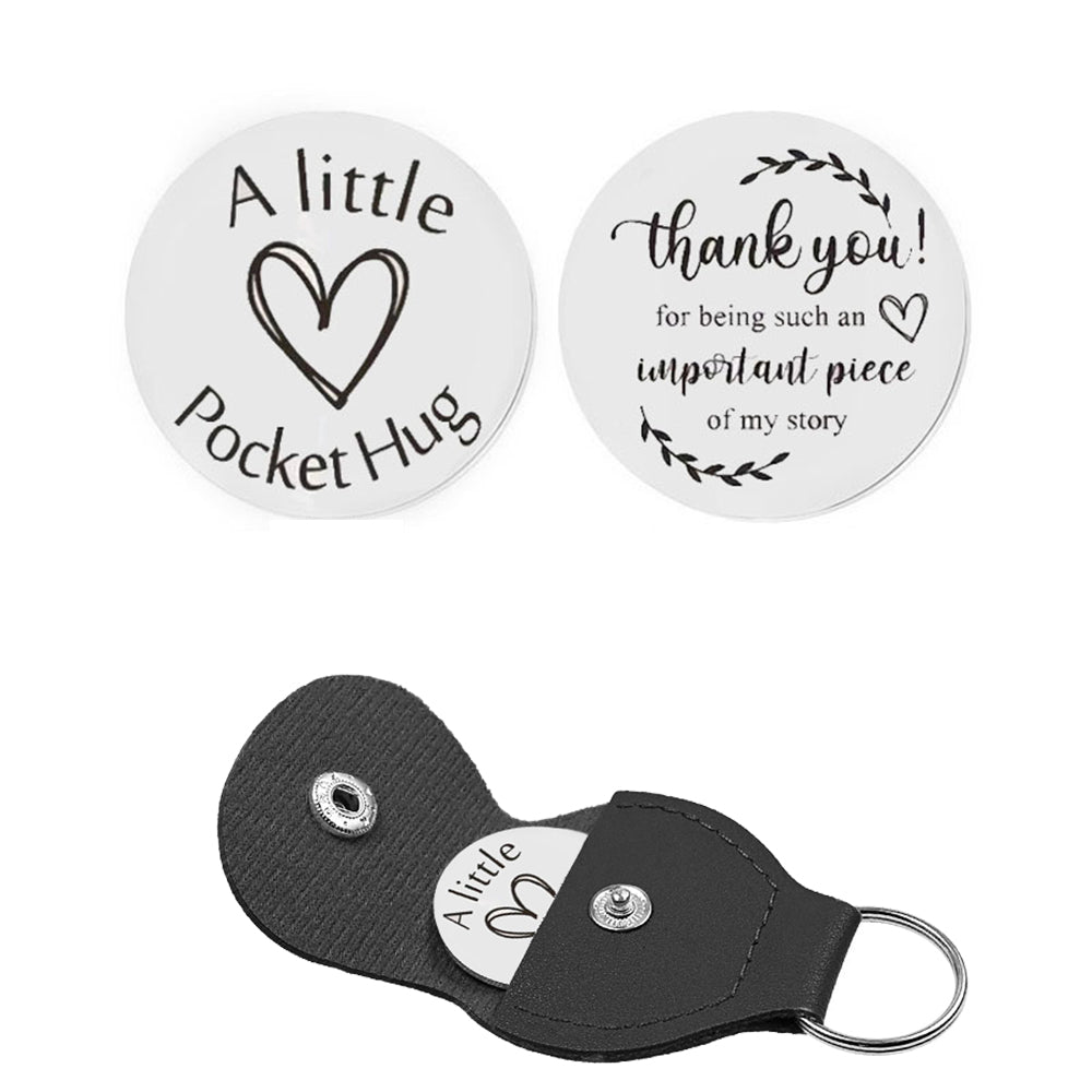 Pocket Hug Token with Leather Keychain Gifts for Friend Son Daughter Brother Sister