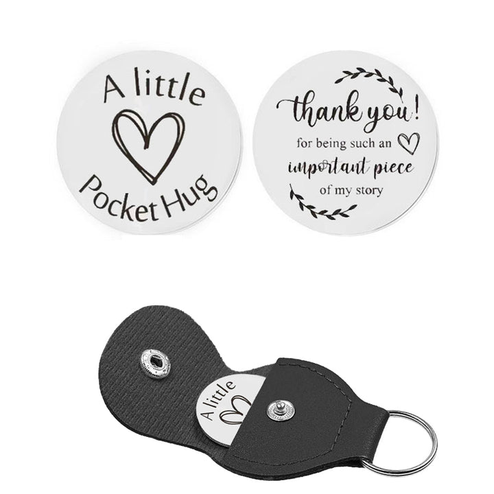 Pocket Hug Token with Leather Keychain Gifts for Friend Son Daughter Brother Sister