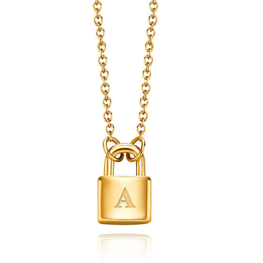 A-Z 26 Alphabet Lock Necklace Copper