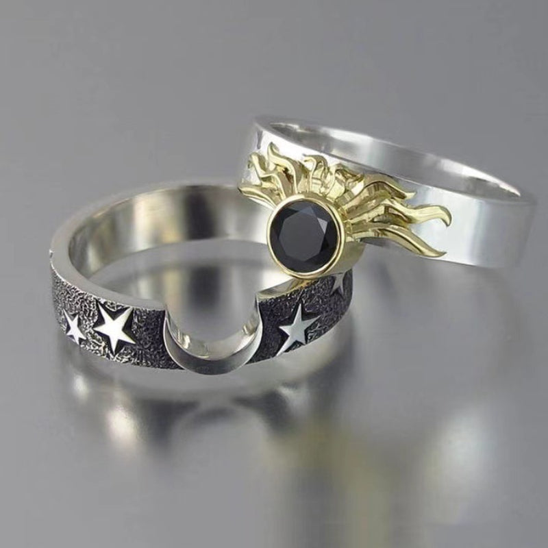 Sun and Moon Matching Rings Couples Ring Jewelry Gift for Lovers