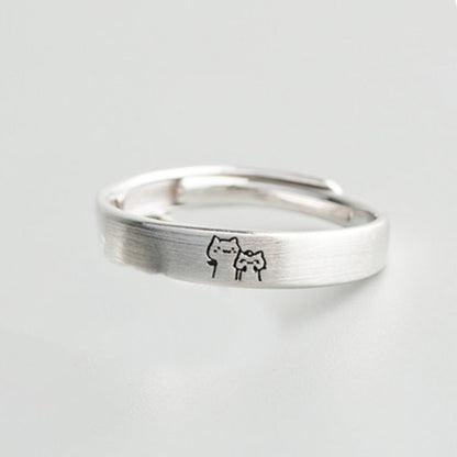 Cute Cat Matching Ring Adjustable Ring Animal Couple Jewelry Gift