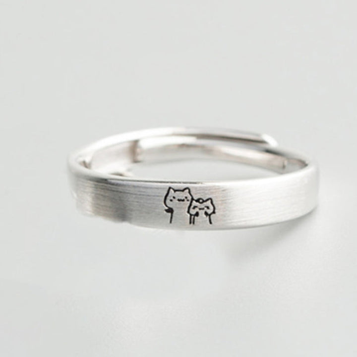 Cute Cat Matching Ring Adjustable Ring Animal Couple Jewelry Gift