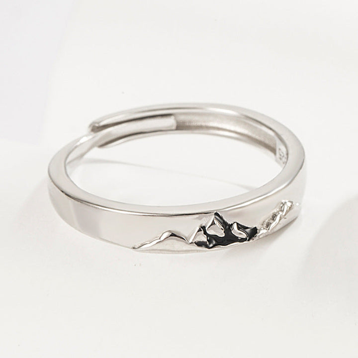 Mountain Ocean Couple Rings Matching Adjustable Ring Jewelry Gift for Lovers – Choose His or Hers (Sold Separately)