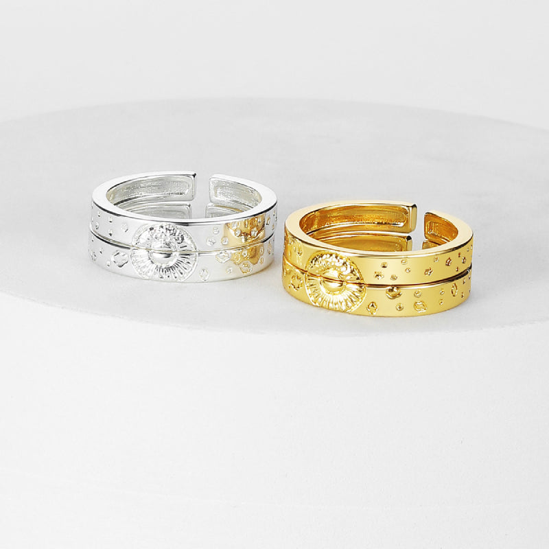 Sun and Moon Couple Rings Matching Ring Adjustable Ring Jewelry Gift for Lovers