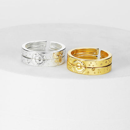 Sun and Moon Couple Rings Matching Ring Adjustable Ring Jewelry Gift for Lovers