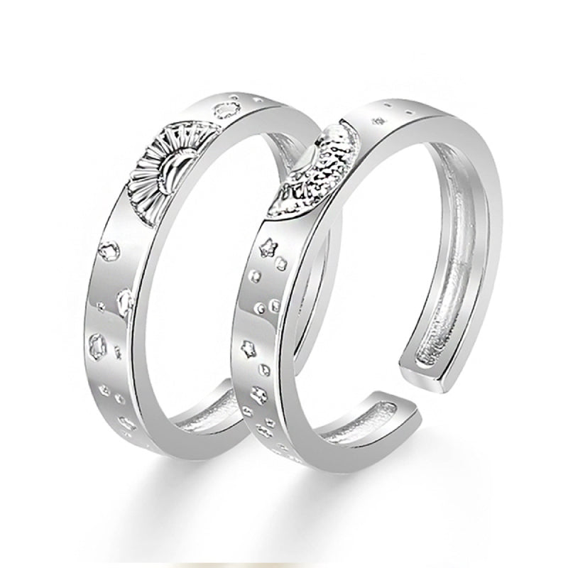 Sun and Moon Couple Rings Matching Ring Adjustable Ring Jewelry Gift for Lovers
