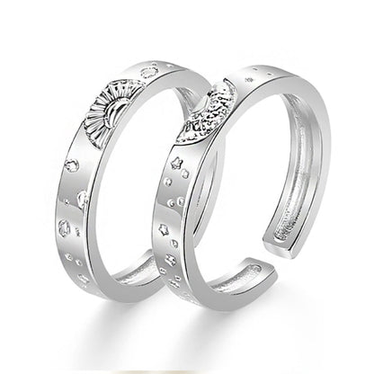 Sun and Moon Couple Rings Matching Ring Adjustable Ring Jewelry Gift for Lovers