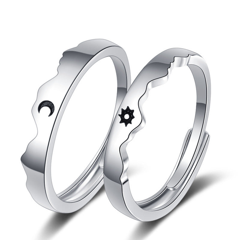 Sun and Moon Couple Rings Matching Promise Ring Adjustable Ring Gift for Lovers