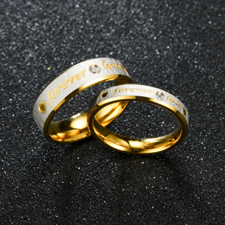 Matching Promise Rings Couple Stainless Steel Ring Jewelry Gift for Lovers