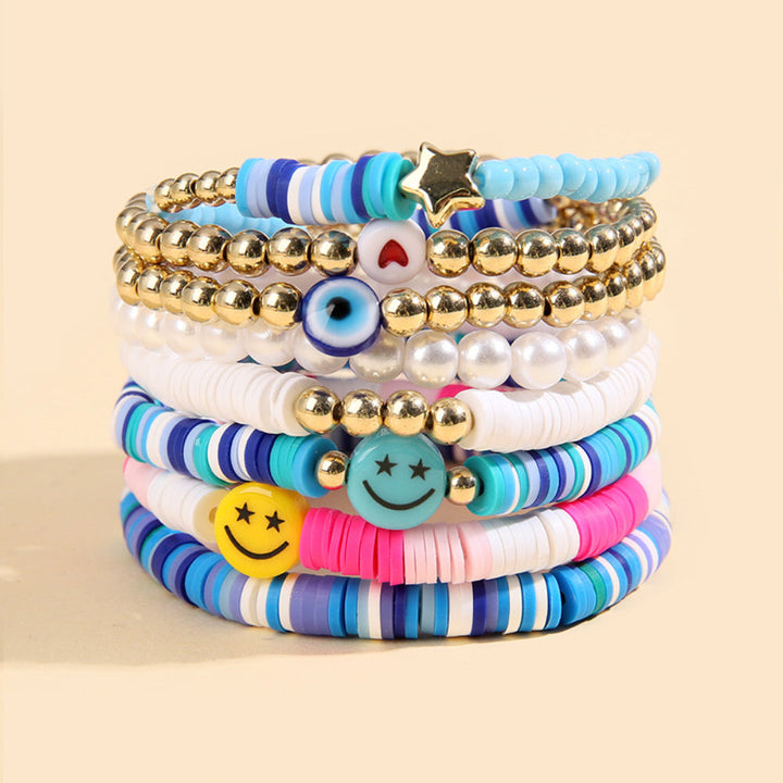 Preppy Bracelets Set Soft Clay Bohemian Layering Bracelets Jewelry for Her