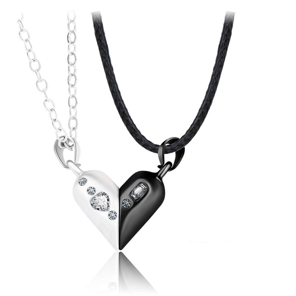 Magnetic Rotating Couples Necklaces Heart Necklace Gifts for Him and Her