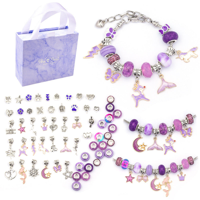 DIY Bracelet Making Kit with Beads Colorful Bracelets Set with Gift Box Gift for Girls
